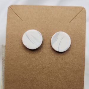 White and Gray Round Stud Earrings